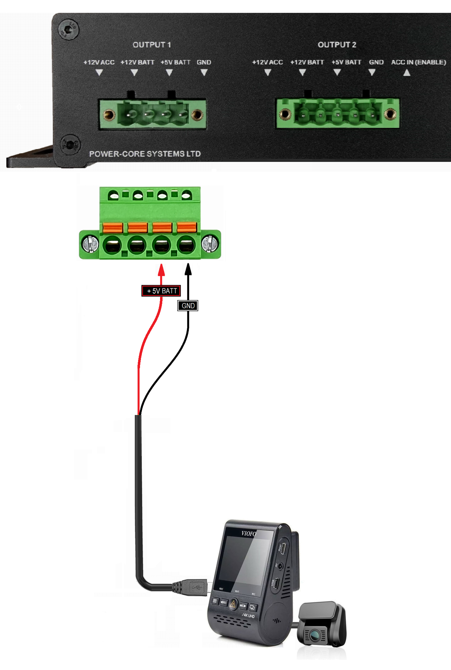 Direct 5V dashcam connection diagram