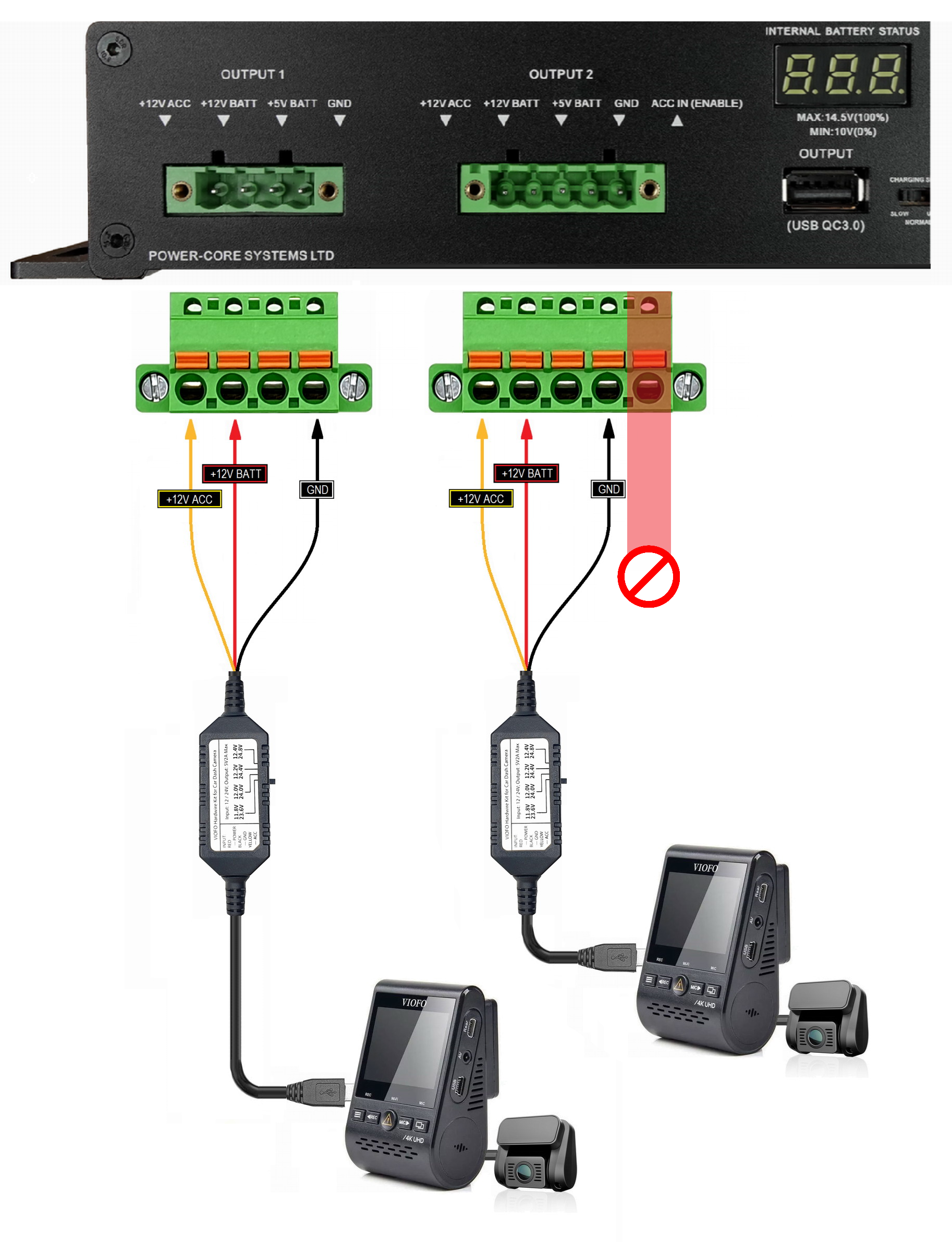 Direct hardwire dashcam connection diagram