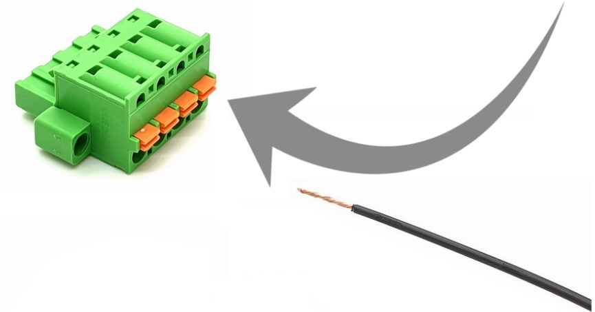 Insert cable into green plug