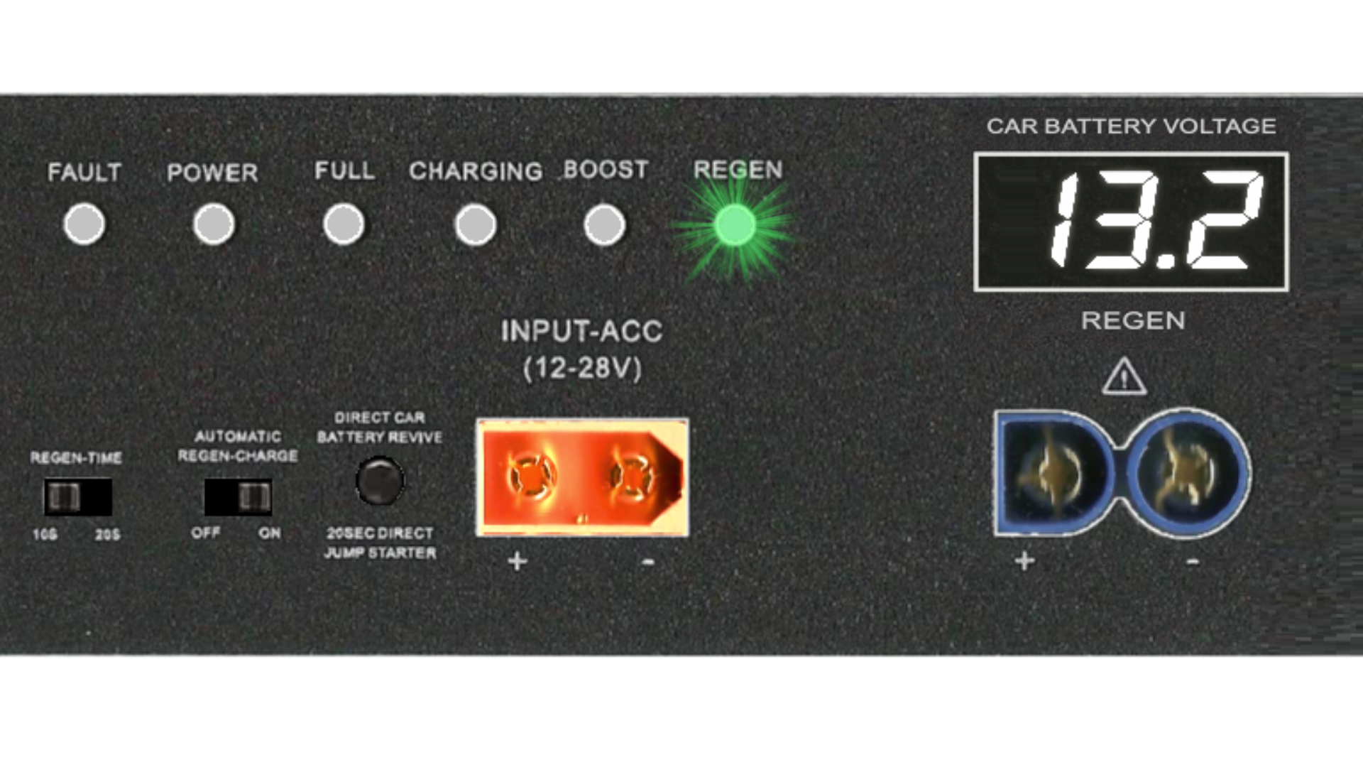 REGEN function indicator and battery voltage display